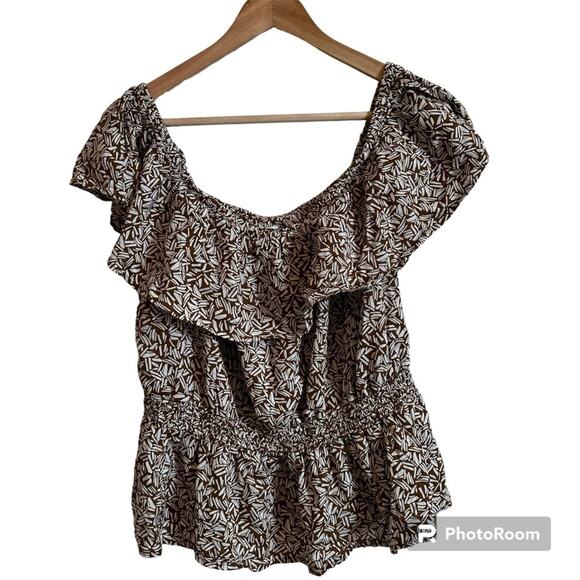 Old Navy women’s blouse‎ xl brown cream - Picture 1 of 7